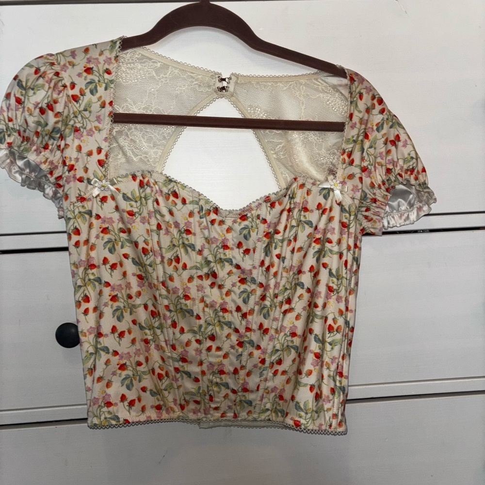 Victoria’s Secret Floral Lace-Back Corset Top